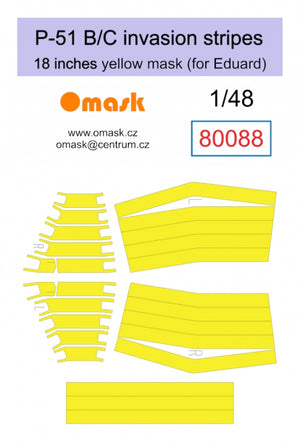 Omask 80088 P-51 B/C bandes d&amp;#39;invasion 18 pouces - masque jaune (pour Eduard) 1/48