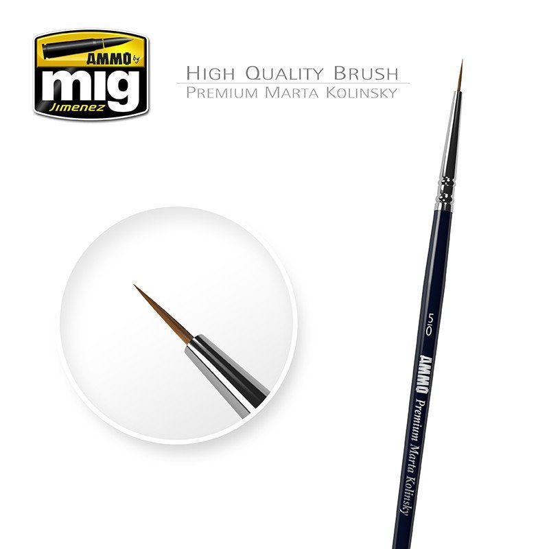 MUNITIONS de Mig Jimenez 8600 5/0 BROSSE RONDE PREMIUM MARTA KOLINSKY