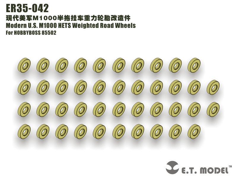 Roues de route lestées ET Model ER35-042 Modern US M1000 HETS pour HOBBYBOSS 85502 1/35