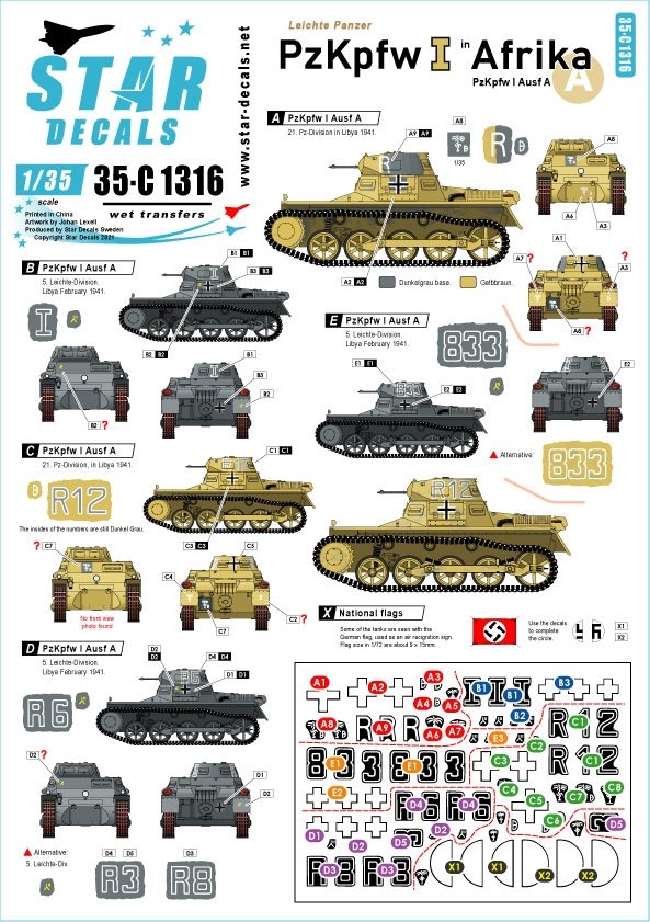 Star Decals 35-C1316 PzKpfw I en Afrique 1/35
