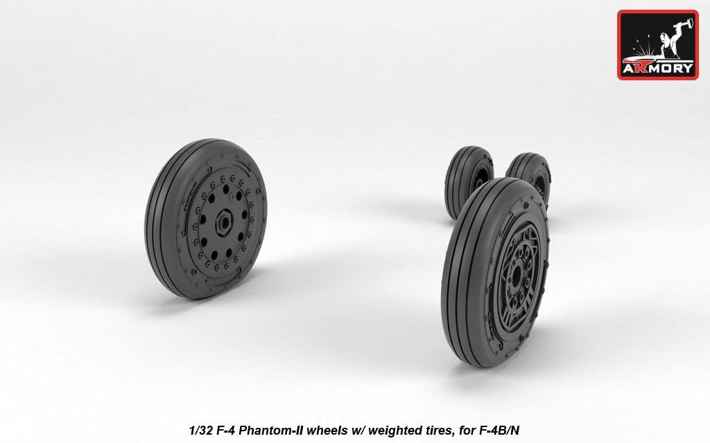 Roues Armory Models AW32306 F-4 Phantom-II avec pneus lestés, échelle 1/32 (début de production) – imagen 2