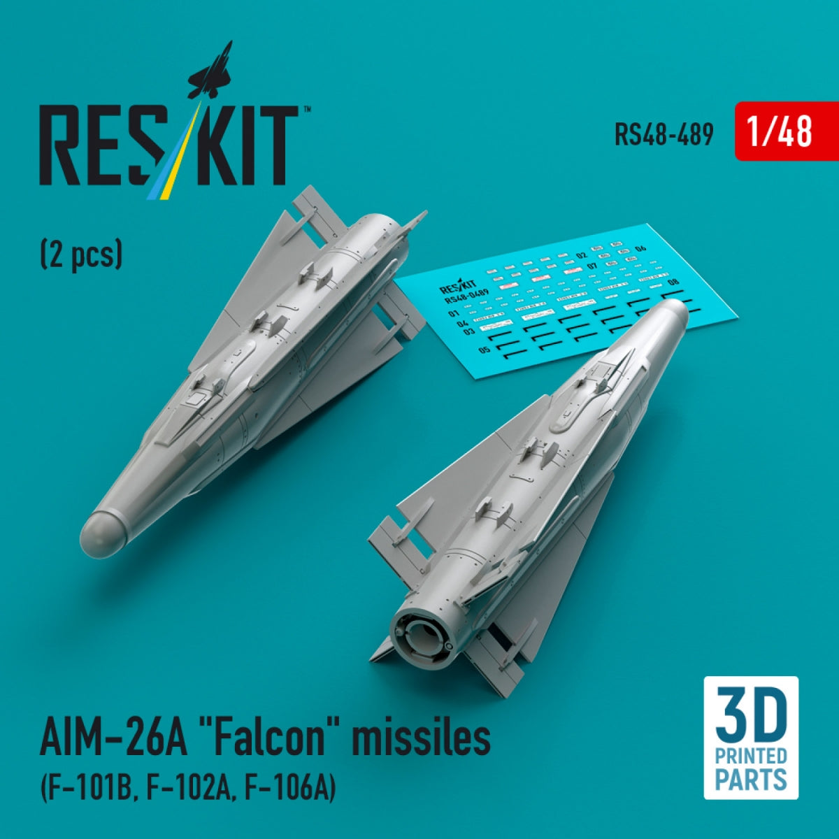 Missiles RESKIT RS48-0489 AIM-26A « Falcon » (2 pièces) (Impression 3D) 1/48 