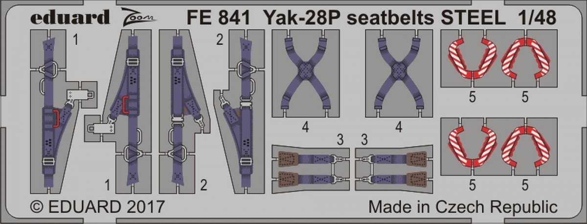Ceintures de sécurité Eduard FE841 Yak-28P, acier, échelle 1/48, maquettes Bobcat