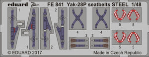 Ceintures de sécurité Eduard FE841 Yak-28P, acier, échelle 1/48, maquettes Bobcat
