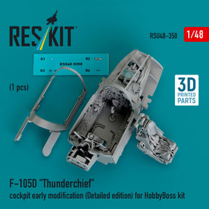 RESKIT RSU48-0350 Modification préliminaire du cockpit du F-105D « Thunderchief » (Édition détaillée) pour maquette HobbyBoss (Impression 3D) 1/48 – Bild 2