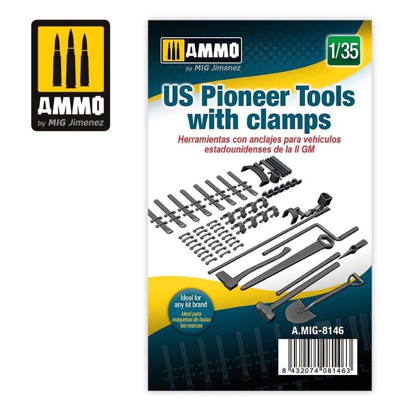 Munitions de Mig 8146 US Pioneer Tools avec pinces 1/35