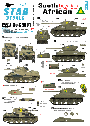 Star Decals 35-C1001 Chars Sherman sud-africains en Italie 1943-45 1/35