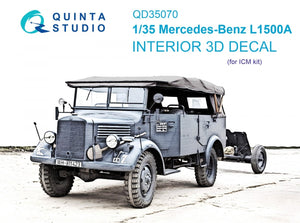 Intérieur imprimé en 3D et coloré sur papier décalcomanie (ICM) Quinta Studio QD35070 Mercedes-Benz L1500A à l&amp;#39;échelle 1/35