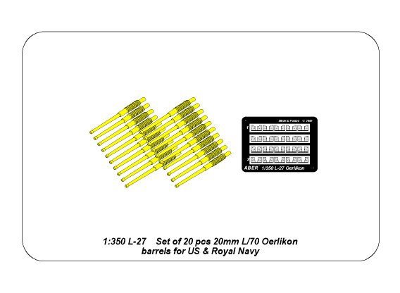 Aber 350L-27 Ensemble de 20 canons Oerlikon Mk.10 L/70 de 20 mm pour navires de l&amp;#39;US Navy (1/350) – immagine 6