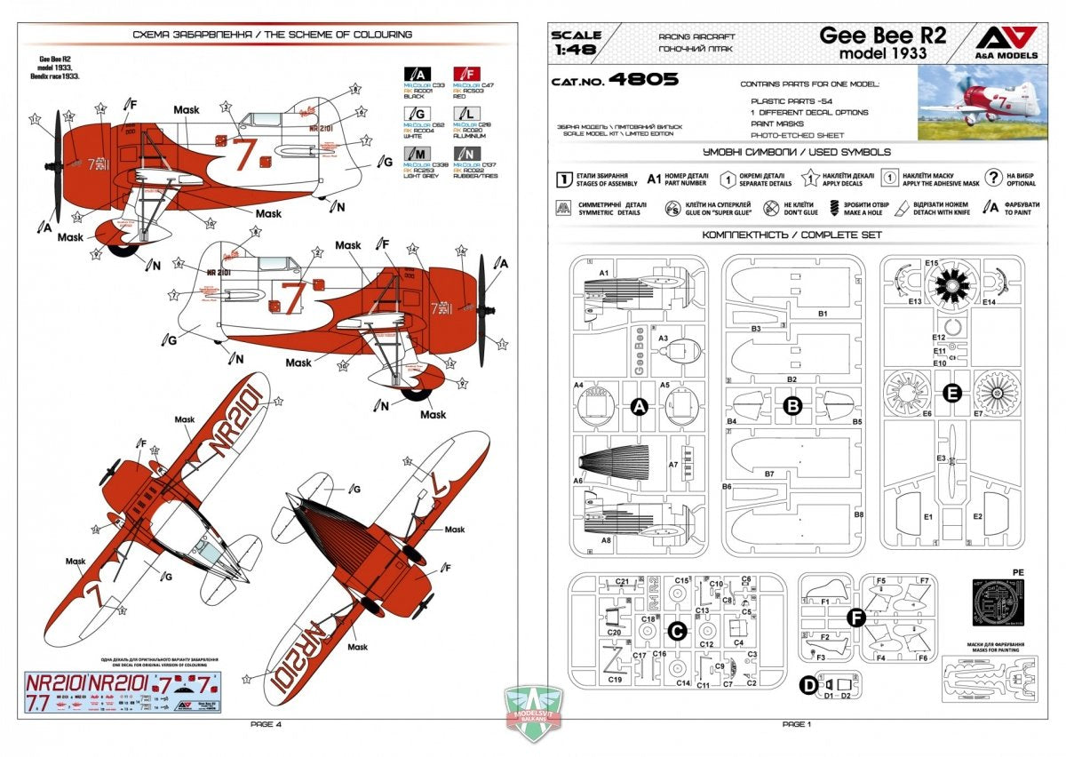 Maquette A&amp;amp;A Models 4807 Gee Bee R1 Modèle 1933 1/48 – imagen 2