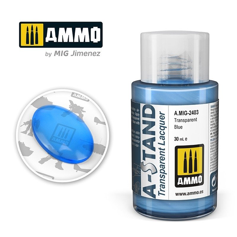Munitions pour Mig 2403 A-STAND Bleu Transparent 30 ml
