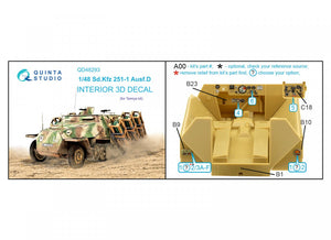 Intérieur imprimé en 3D et coloré sur papier décalcomanie Quinta Studio QD48293 Sd.Kfz 251/1 Ausf.D (Tamiya) 1/48 – image 2