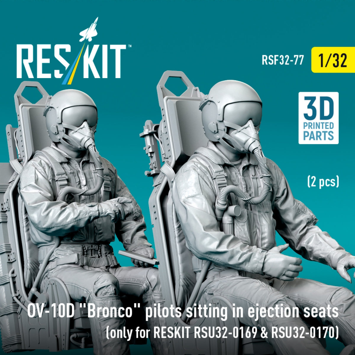 RESKIT RSF32-0077 Pilotes d&amp;#39;OV-10D « Bronco » assis dans des sièges éjectables (2 pièces) (uniquement pour RESKIT RSU32-0169 et RSU32-0170) (Impression 3D) 1/32 – image 2
