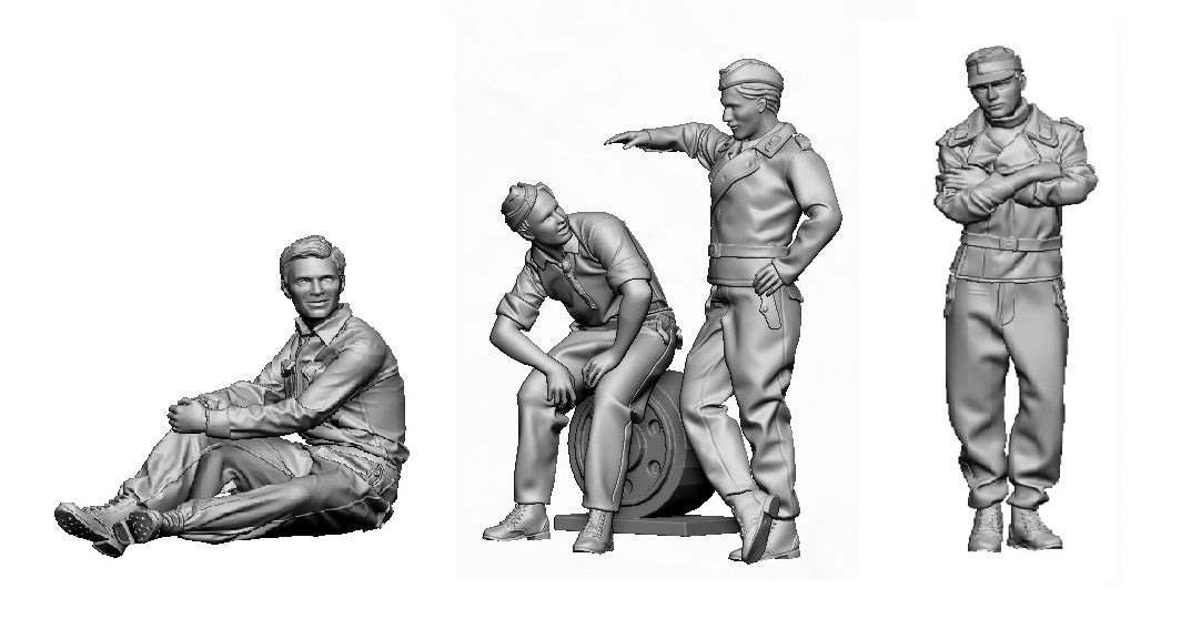 Glowel Miniatures 72006 Équipage de PzKpfw III au repos (4 figurines, imprimées en 3D) 1/72 