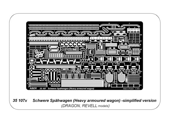 Aber 35107X Schwere Spahwagen Simplified Version / Wersja uproszczona Schwere Spahwagena (Dragon) (Revell) 1/35