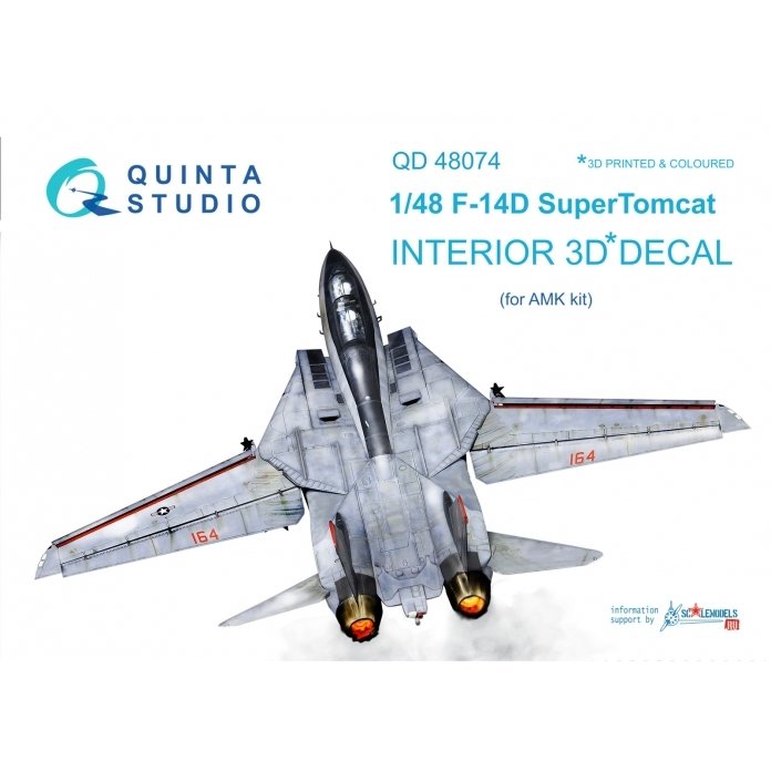 Intérieur imprimé en 3D et coloré sur papier décalcomanie Quinta Studio QD48074 F-14D (pour kit AMK) 1/48