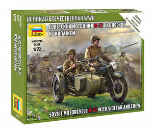Moto soviétique Zvezda 6277 M-72 avec side-car et équipage