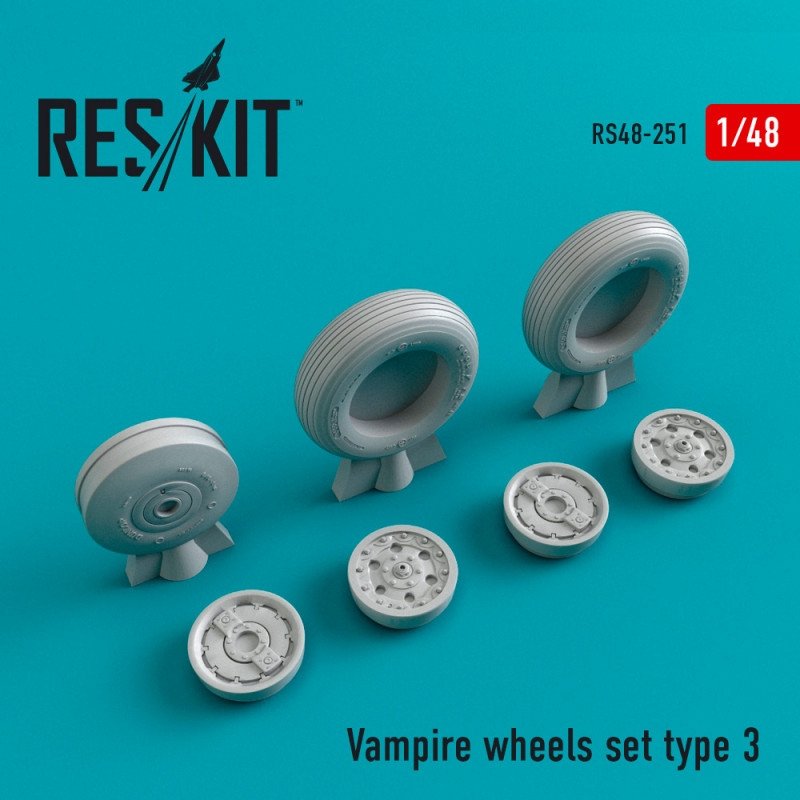 RESKIT RS48-0251 Jeu de roues Vampire type 3 1/48