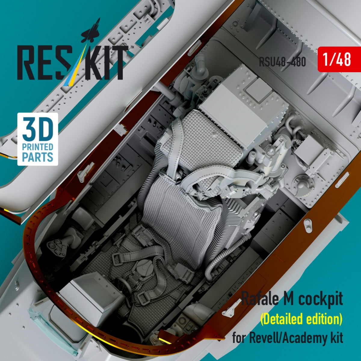 RESKIT RSU48-0480 Rafale M cockpit (Detailed edition) for Revell/Academy kit (3D printed) 1/48