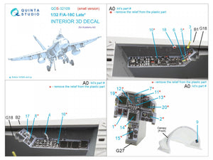 Intérieur imprimé en 3D et coloré sur papier décalcomanie Quinta Studio QDS-32109 F/A-18C Late (Academy) (Petite version) 1/32 – image 6