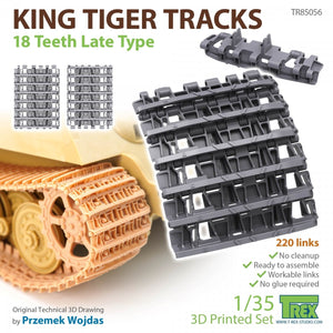 T-Rex Studio TR85056 Chenilles King Tiger 18 dents Type tardif 1/35