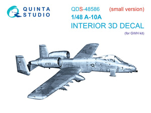 Intérieur imprimé en 3D et coloré sur papier décalcomanie Quinta Studio QDS-48586 A-10A Warthog (GWH) (petite version) 1/48