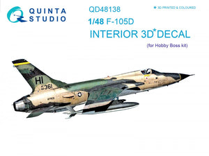 Intérieur imprimé en 3D et coloré sur papier décalcomanie Quinta Studio QD48138 F-105D (pour kit HobbyBoss) 1/48