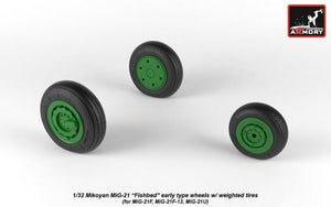 Armory Models AW32009 Roues Fishbed pour Mikoyan MiG-21 avec pneus lestés, échelle 1/32 (début de production)