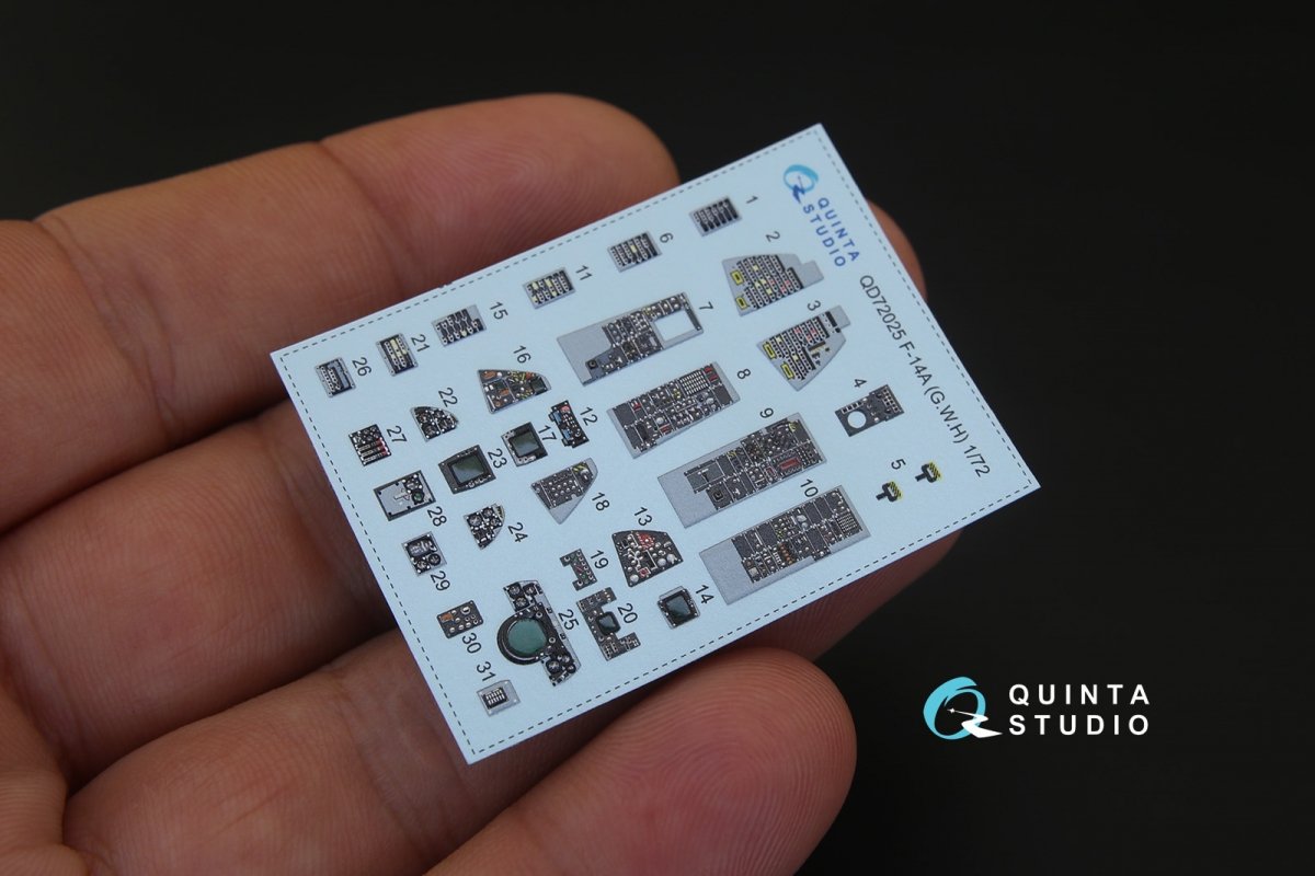 Intérieur imprimé en 3D et coloré sur papier décalcomanie Quinta Studio QD72025 F-14A (pour kit GWH) 1/72 – Bild 3