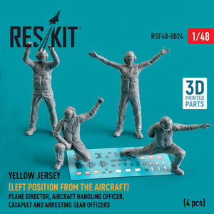 RESKIT RSF48-0024 MAILLOT JAUNE (POSITION À GAUCHE DE L&amp;#39;AVION) DIRECTEUR DE VOL, OFFICIER DE MANŒUVRE, OFFICIERS DE CATAPULTE ET DE PISTE D&amp;#39;ARRÊT (4 PIÈCES) (IMPRIMÉ EN 3D) 1/48