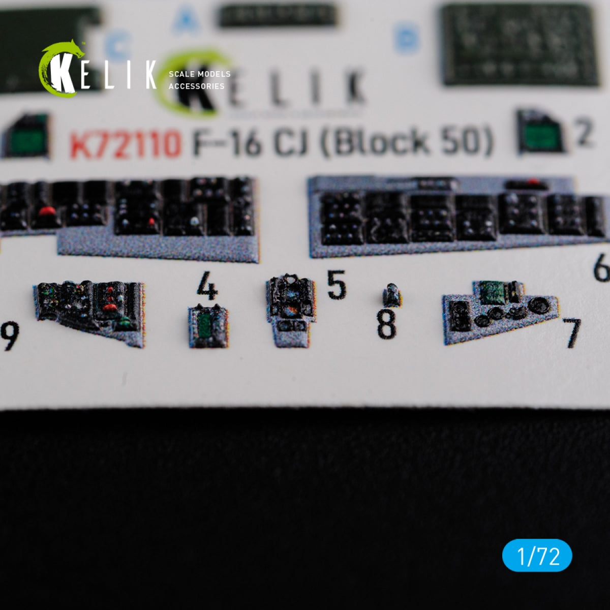 Décalcomanies 3D intérieures KELIK K72110 F-16 CJ (Block 50) pour maquette Tamiya au 1/72 – imagen 5
