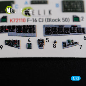Décalcomanies 3D intérieures KELIK K72110 F-16 CJ (Block 50) pour maquette Tamiya au 1/72 – imagen 5