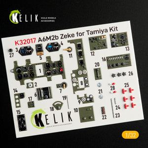 KELIK K32017 A6M2B ZEKE - DÉCALCOMANIES 3D INTÉRIEURES POUR MAQUETTE TAMIYA 1/32 – immagine 2