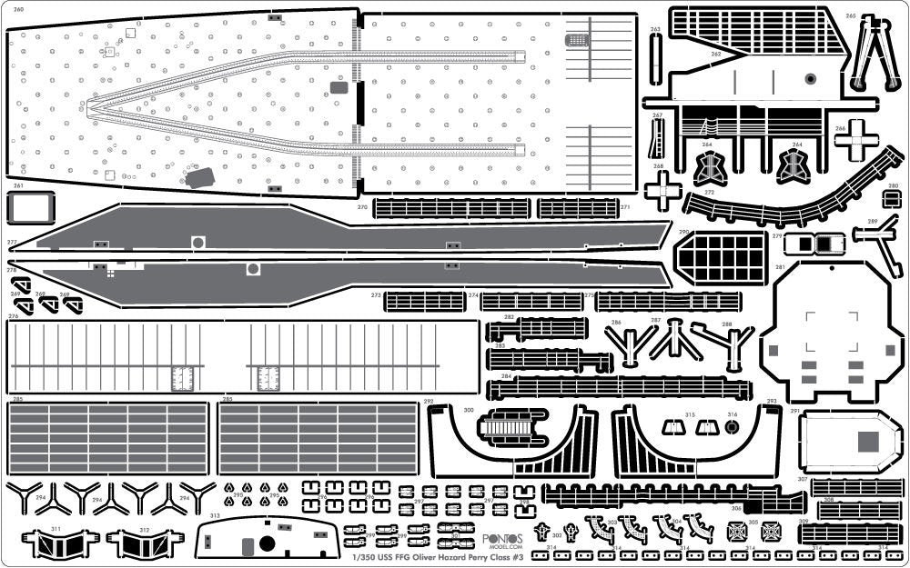 Pontos 38019F1 USS FFG Oliver Hazard Perr Class LH Detail Up Set &amp;quot;Advanced&amp;quot; avec kit 1/350 – immagine 7