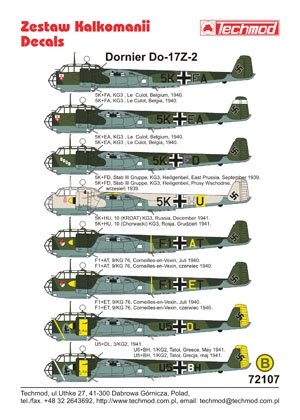 Techmod 72107 - Dornier Do 17Z 1/72 – imagen 2