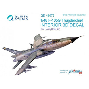 Intérieur imprimé en 3D et coloré sur papier décalcomanie Quinta Studio QD48073 F-105G (pour kit HobbyBoss) 1/48