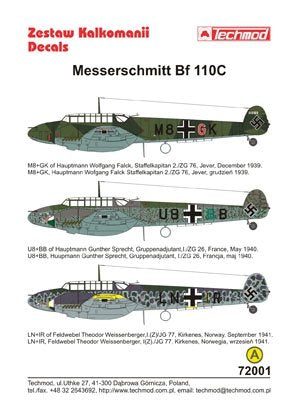 Techmod 72001 - Messerschmitt Bf 110C 1/72 – Bild 2