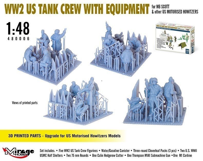 Mirage Hobby 480006 Équipage de char américain de la Seconde Guerre mondiale avec équipement pour M8 Scott et autres obusiers motorisés américains 1/48 – Bild 5