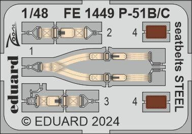 Eduard FE1449 P-51B/C seatbelts STEEL EDUARD 1/48