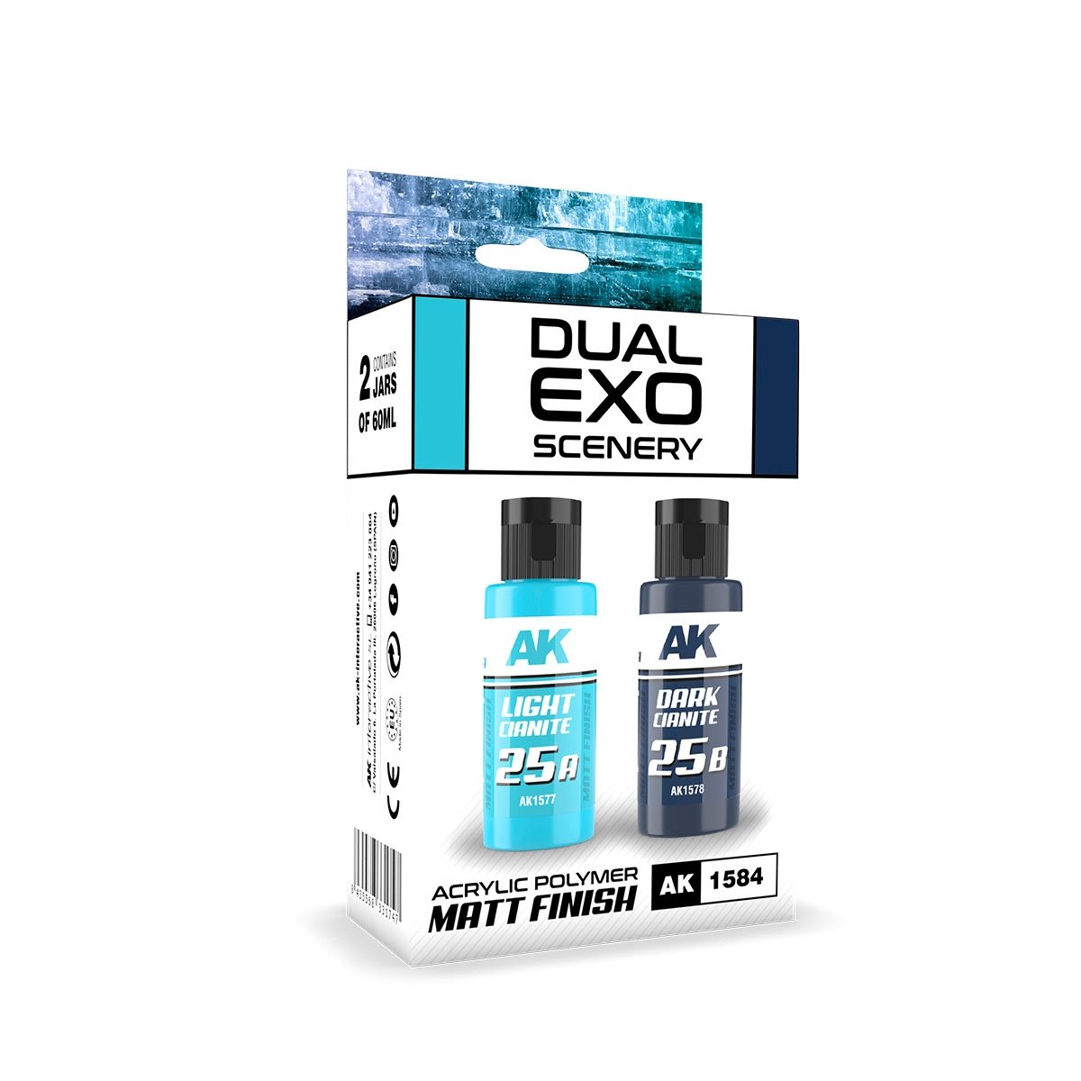 AK Interactive AK1584 DUAL EXO SCENERY SET 25 – 25A LIGHT CIANITE &amp; 25B DARK CIANITE