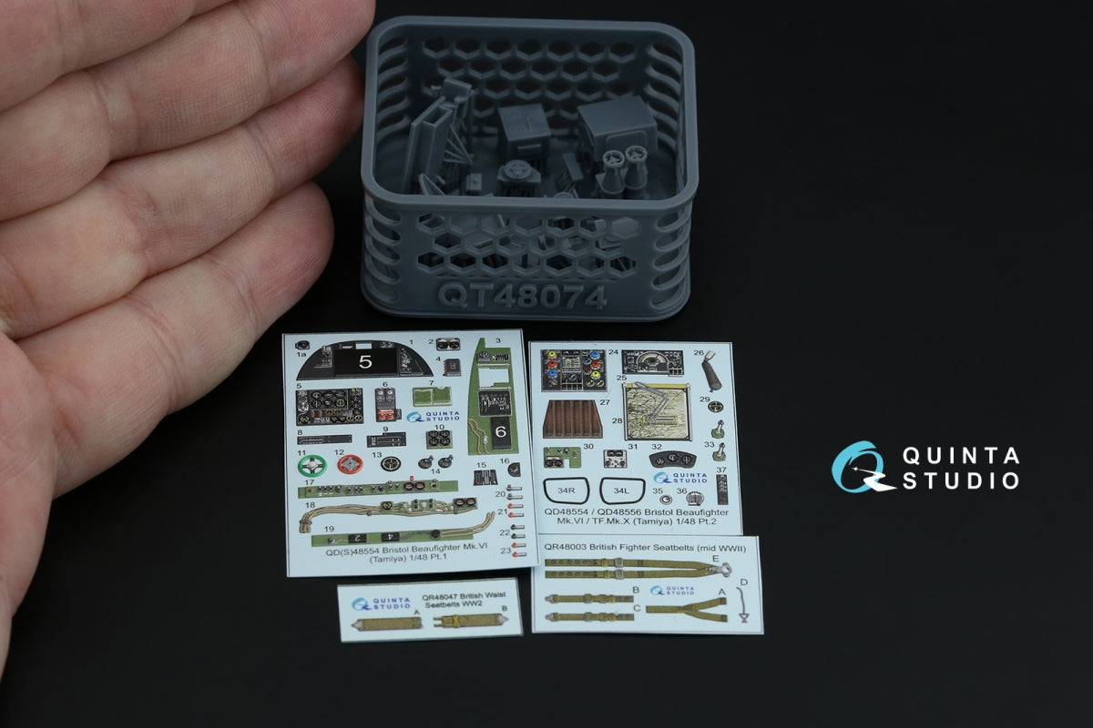 Quinta Studio QD+48554 Bristol Beaufighter Mk.VI Intérieur imprimé en 3D et coloré sur papier décalcomanie (Tamiya) (avec pièces en résine imprimées en 3D) 1/48 – image 3