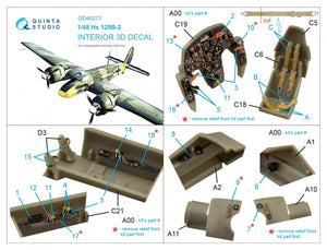 Intérieur imprimé en 3D et coloré sur papier décalcomanie Quinta Studio QD48271 Hs 129B-2 (Hasegawa) 1/48  – immagine 2