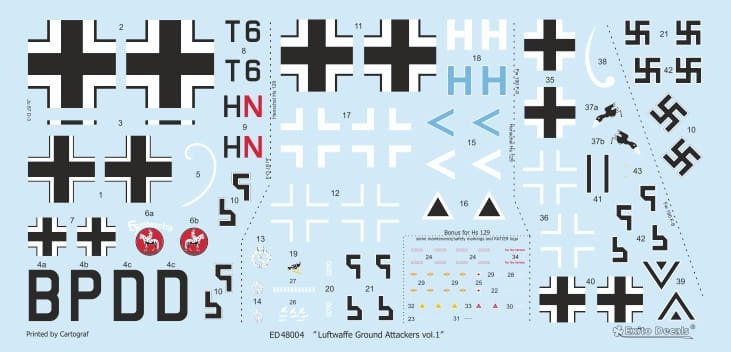Décalcomanies Exito ED72004 Luftwaffe Ground Attackers vol.1 - Ju 87 D-3, Hs 129, Fw 190F-8 1/72  – image 8