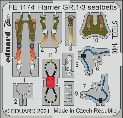 Ceintures de sécurité Eduard FE1174 Harrier GR.1/3 STEEL KINETIC 1/48 