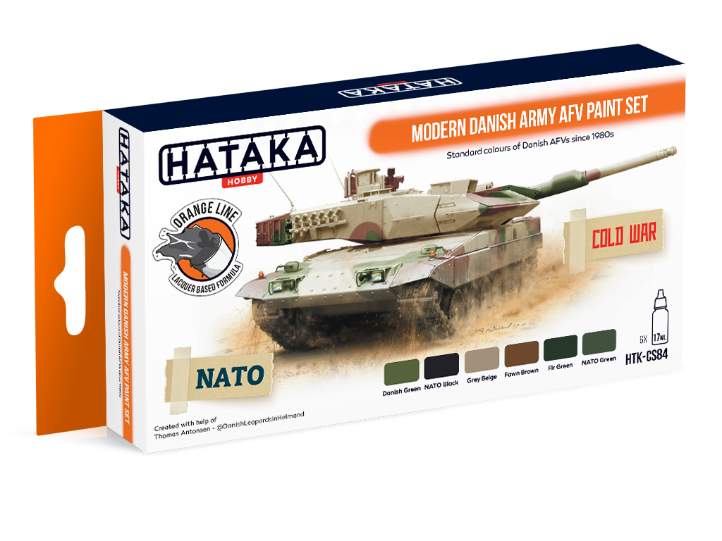 Kit de peinture Hataka HTK-CS84 pour véhicules blindés de combat de l&amp;#39;armée danoise moderne (6 x 17 ml)