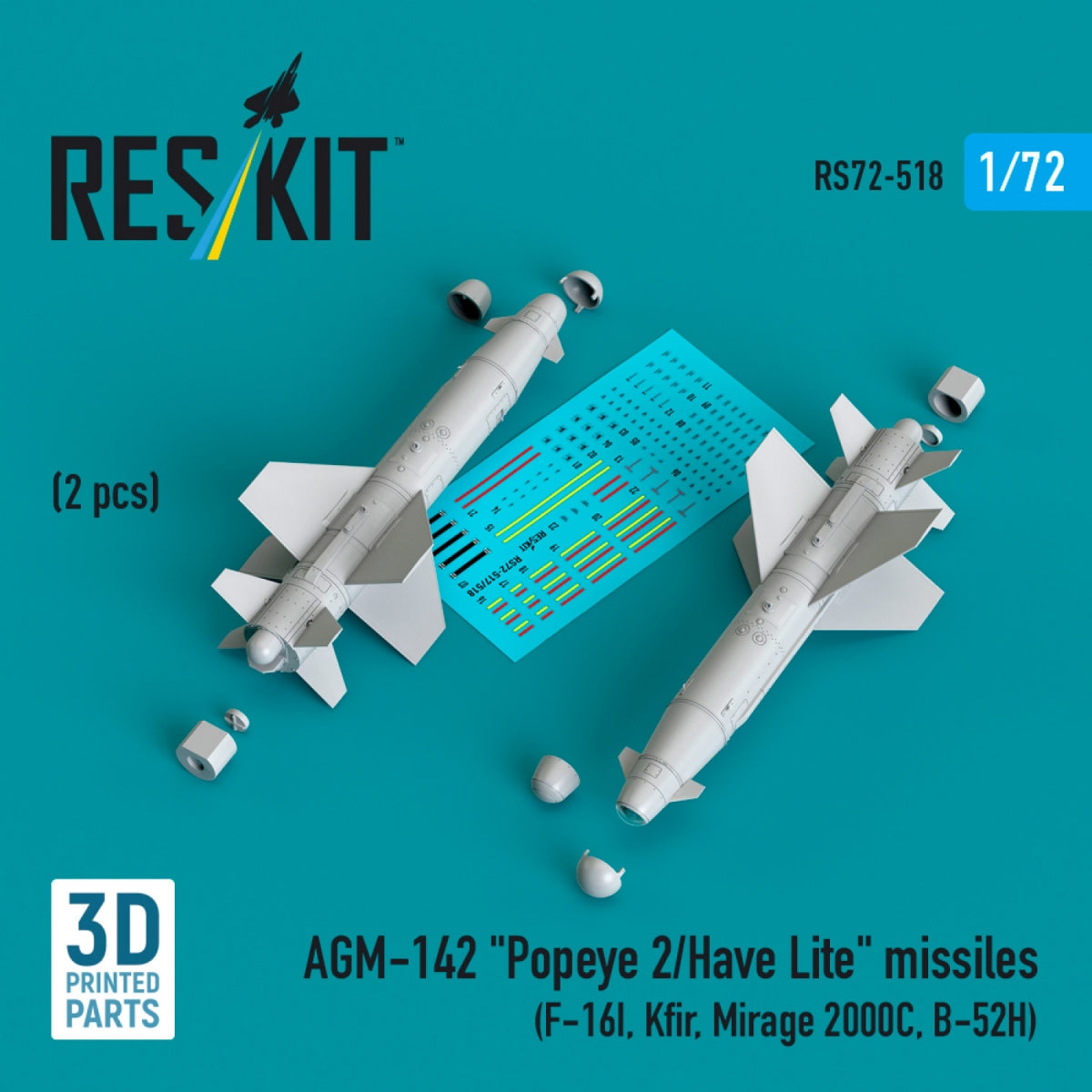 Missiles RESKIT RS72-0518 AGM-142 « Popeye 2/Have Lite » (2 pièces) (Impression 3D) 1/72