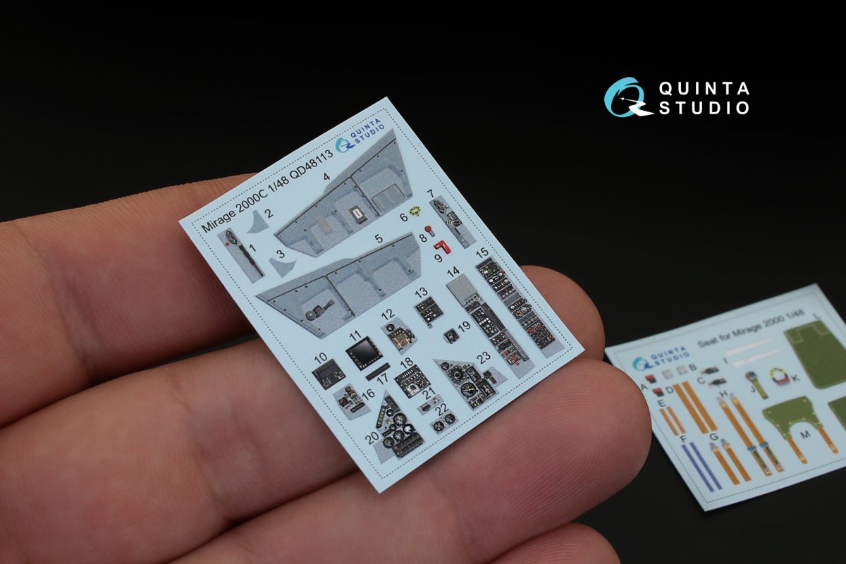 Intérieur imprimé en 3D et coloré sur papier décalcomanie Quinta Studio QD48113 Mirage 2000C (pour kit Kinetic) 1/48  – immagine 3
