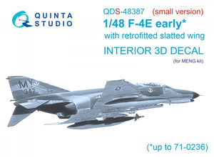 Quinta Studio QDS-48387 F-4E (première version) avec aile à lamelles, intérieur imprimé en 3D et coloré sur papier décalcomanie (Meng) (Petite version) 1/48
