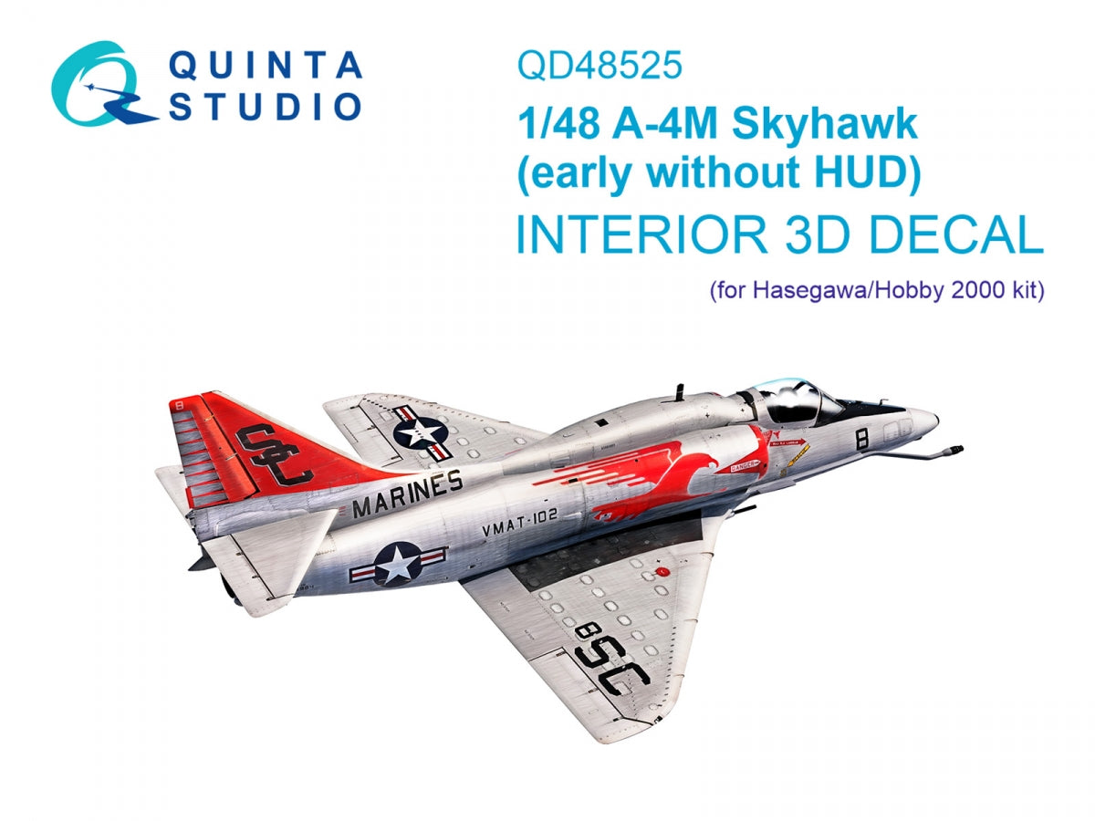 Quinta Studio QD48525 A-4M early 3D-Printed &amp; colored Interior on decal paper (Hasegawa/Hobby2000) 1/48