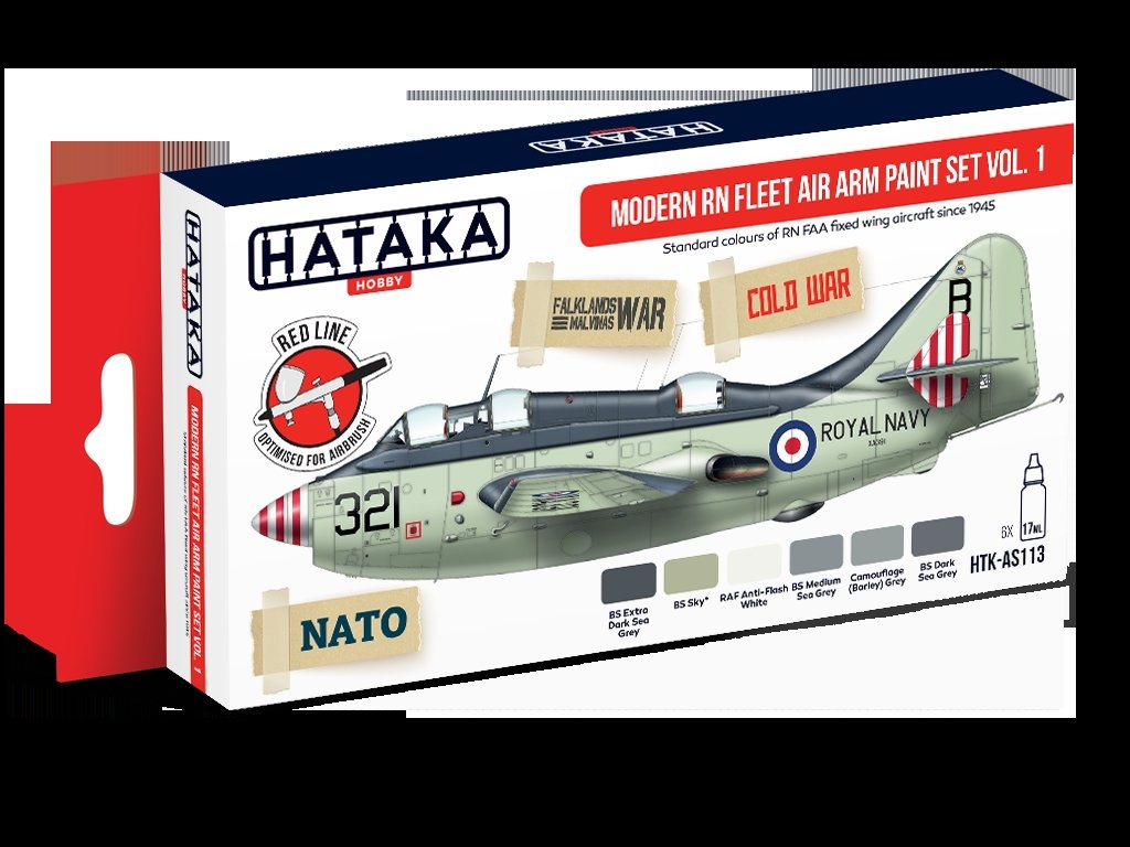 Coffret de peinture Hataka HTK-AS113 Modern RN Fleet Air Arm, volume 1, 6 x 17 ml